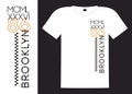 Brooklyn athletic apparel design with example on a t-shirt. New York vertical print for t shirt. Global swatches. Vector